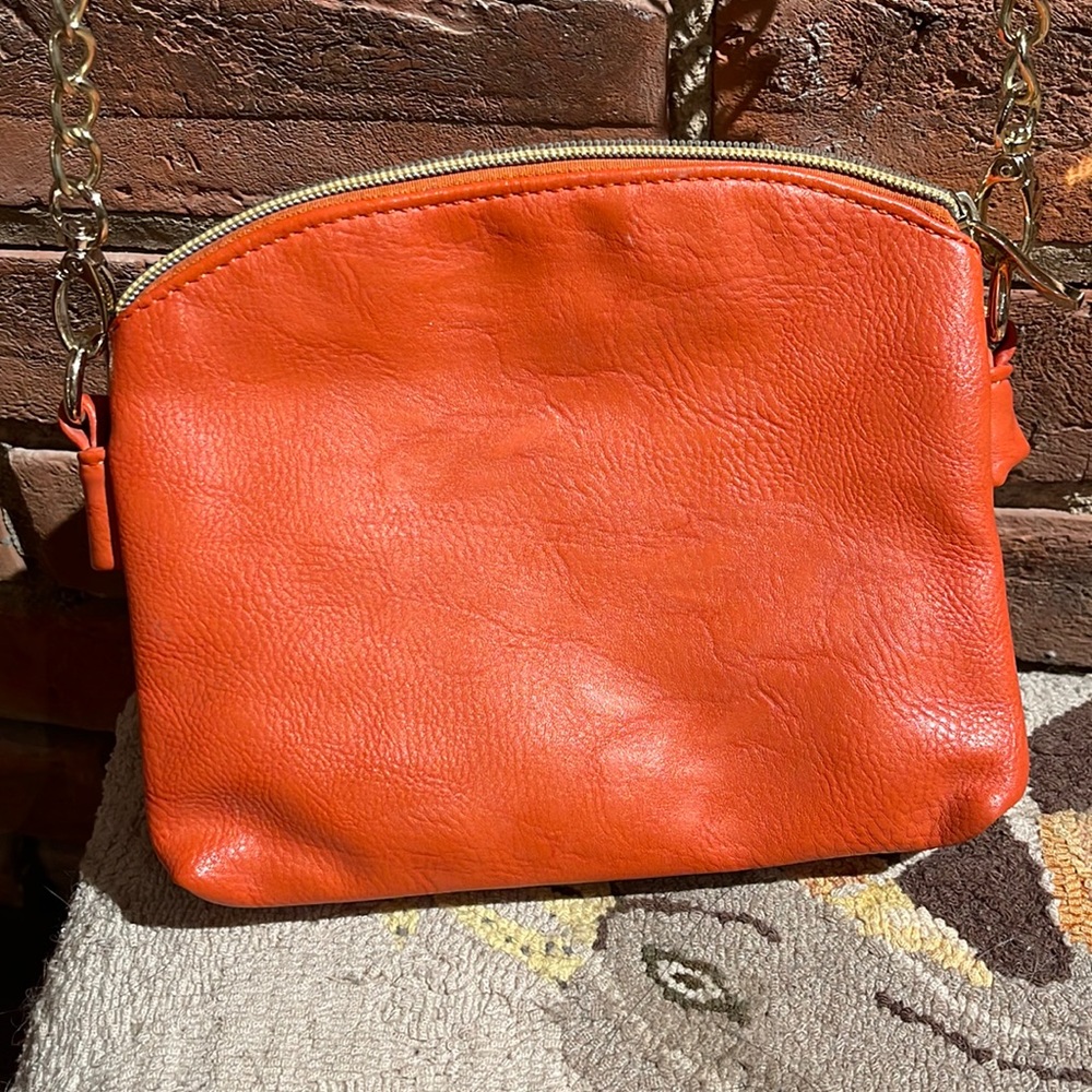 Leather Orange Clutch Purse